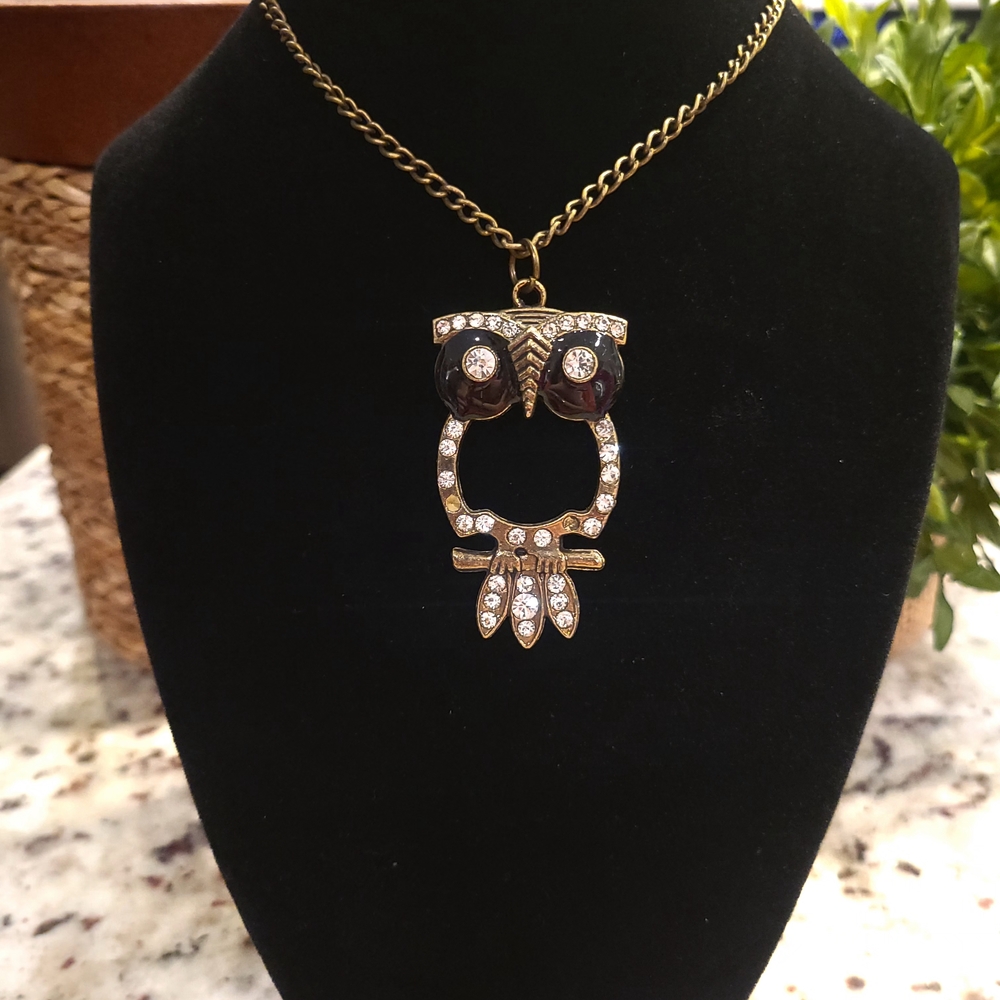 Gold and Silver Owl Pendant Necklace